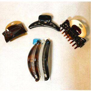 6 PC. BANANA AND CLAW HAIR CLIPS – NEW WITH TAGS